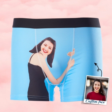 Personalized Hug Print Boxers - Custom Face Boxer Shorts for Men - Romantic Embrace Underwear Gift - Funny Custom Photo Boxers