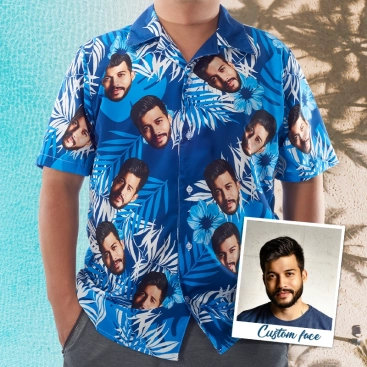 Custom Hawaiian Shirt with Flower Stripe Design - Personalized Hawaiian Design Shirt for Men - Unique Hawaiian Shirt Photo from Back