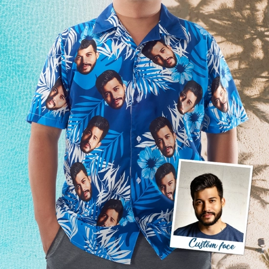Custom Hawaiian Shirt with Flower Stripe Design - Personalized Hawaiian Design Shirt for Men - Unique Hawaiian Shirt Photo from Back