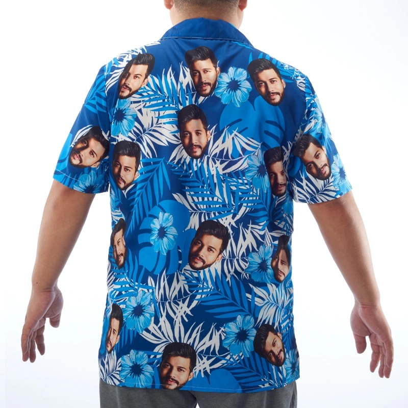 Custom Hawaiian Shirt with Flower Stripe Design - Personalized Hawaiian Design Shirt for Men - Unique Hawaiian Shirt Photo from Back (4)