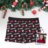 Custom Love Message Boxers - Personalized 'I Love You' Face Boxers - Romantic Gift Boxers for Men - Heart Print Custom Underwear (3)