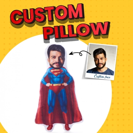 Custom Face Pillow - Personalized Photo Cushions - Custom Superhero Pillow for Unique Gifts