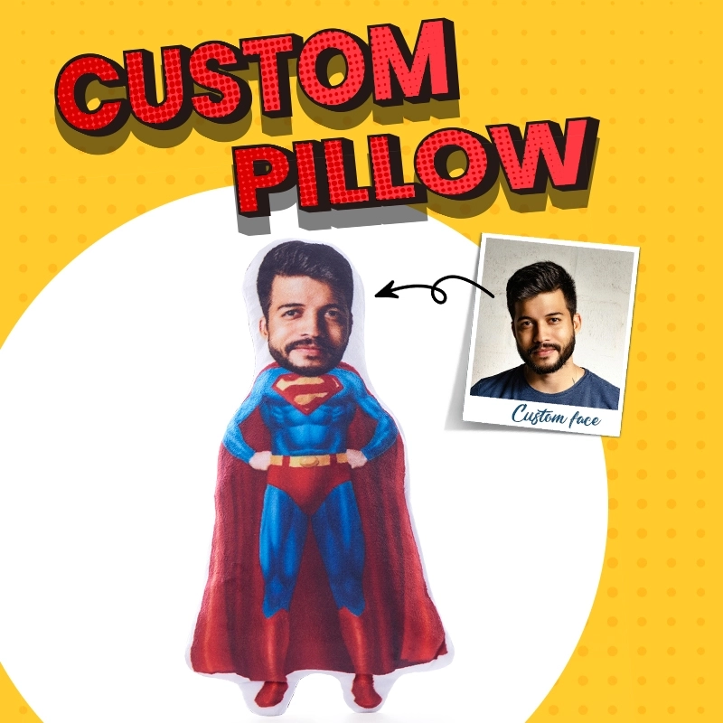 Custom Face Pillow - Personalized Photo Cushions - Custom Superhero Pillow for Unique Gifts