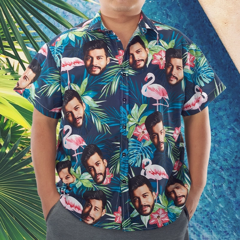 Custom Face Shirts - Crazy Button Down Shirts with Faces - Personalized Black High Top Face Shirt (3)