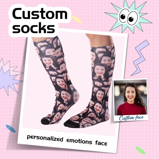 Custom Face Socks - Personalized Socks with Pictures - My Face Socks - Unique Face Socks Gift for Men and Women