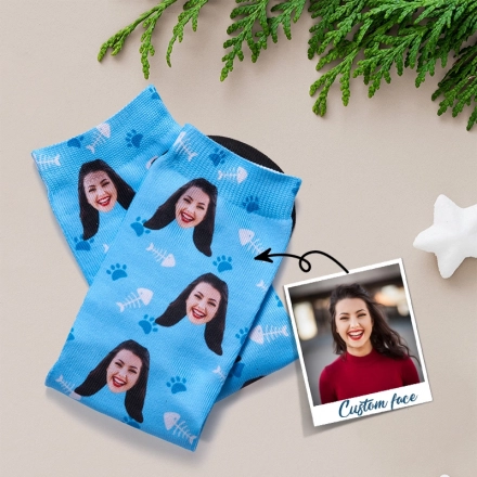Custom Face Socks - Personalized Santa Socks with Pet Face - Custom Photo Socks for Unique Gifts