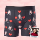Romantic Custom Face Boxers - Personalized Heart Print Underwear - Valentine’s Day Gift Boxers for Men - Love Theme Boxer Shorts