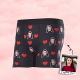 Romantic Custom Face Boxers - Personalized Heart Print Underwear - Valentine’s Day Gift Boxers for Men - Love Theme Boxer Shorts (2)