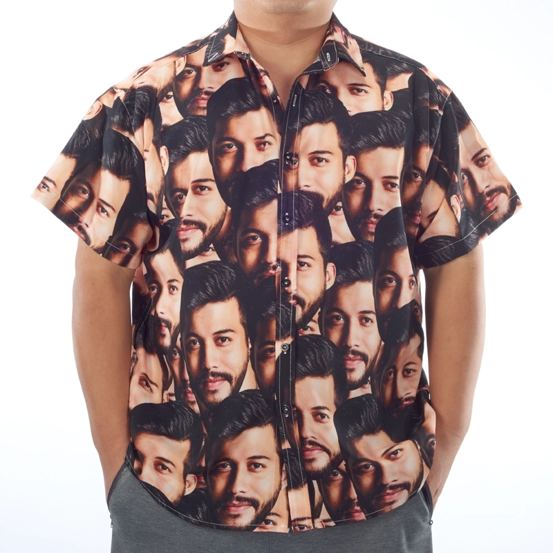 Custom Golf Shirt with Faces - Face Repeating on Shirt - Funny Dad Shirts - Best Dad Ever Personalized Shirt (4)