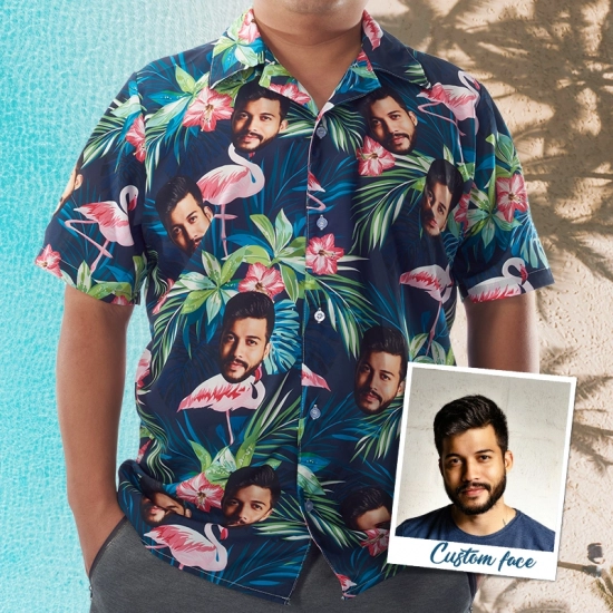 Custom Hawaiian Shirts with Company Logo - Couple Hawaiian Tops for the Beach - Personalized Aloha Custom Shirts