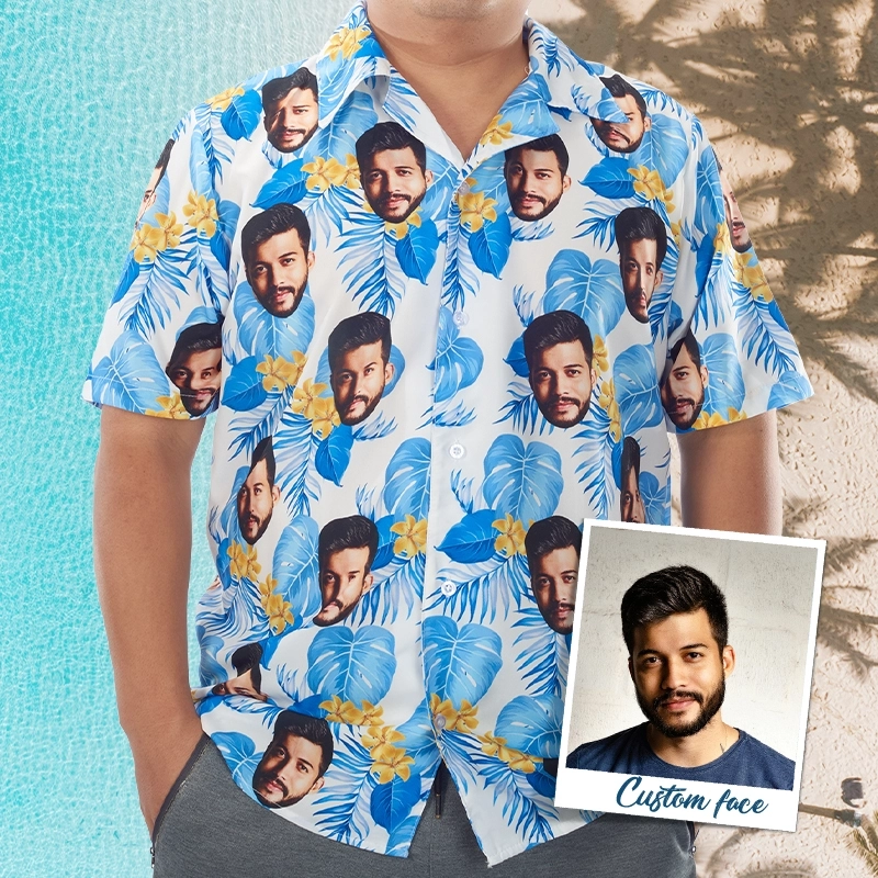 Custom Hawaiian Shirt for Men - Kid's Floral Print Hawaiian Shirt - Father's Day Hawaiian Shirt with Kids' Faces Custom Hawaiian Shirt for Men - Kid's Floral Print Hawaiian Shirt - Father's Day Hawaiian Shirt with Kids' Faces