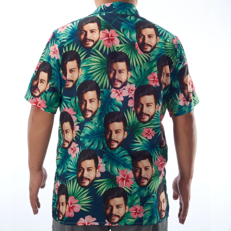 Custom Hawaiian Shirts with Face - Customized Leaves & Flowers Hawaiian Shirt - Personalized Summer Beachwear for Men and Women (2)