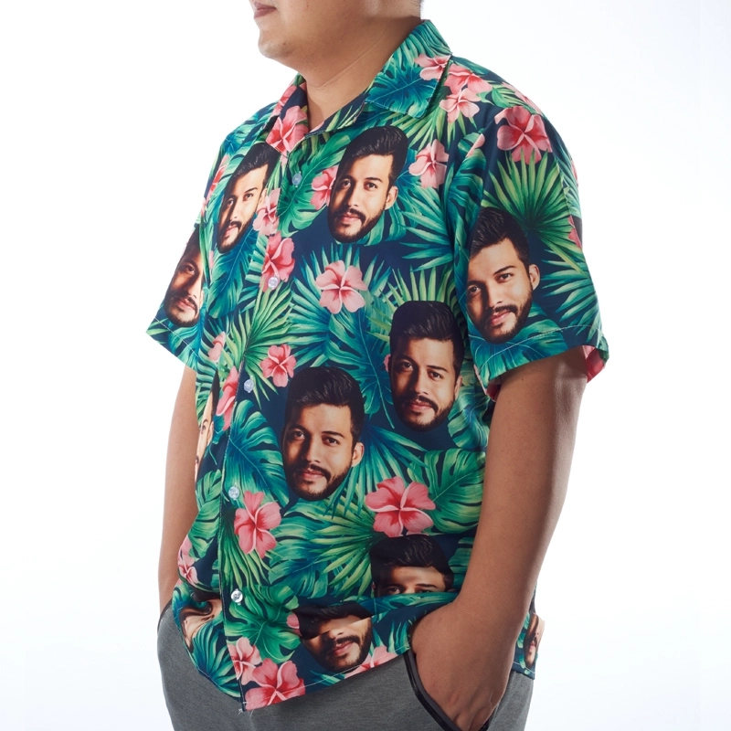 Custom Hawaiian Shirts with Face - Customized Leaves & Flowers Hawaiian Shirt - Personalized Summer Beachwear for Men and Women (3)