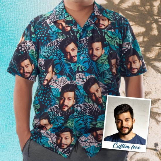 Custom Hawaiian Shirts with Faces - Best Hawaiian Shirt for Men - Unique Grandfather Gift Hawaiian Shirt