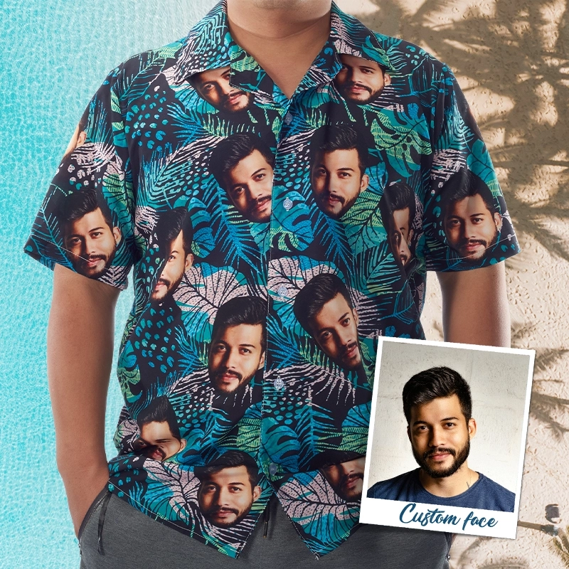 Custom Hawaiian Shirts with Faces - Best Hawaiian Shirt for Men - Unique Grandfather Gift Hawaiian Shirt