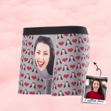 Personalized Face Boxer Shorts - Custom Heart Print Boxers for Men - Romantic Face Underwear Gift - Unique Custom Photo Valentine Boxers