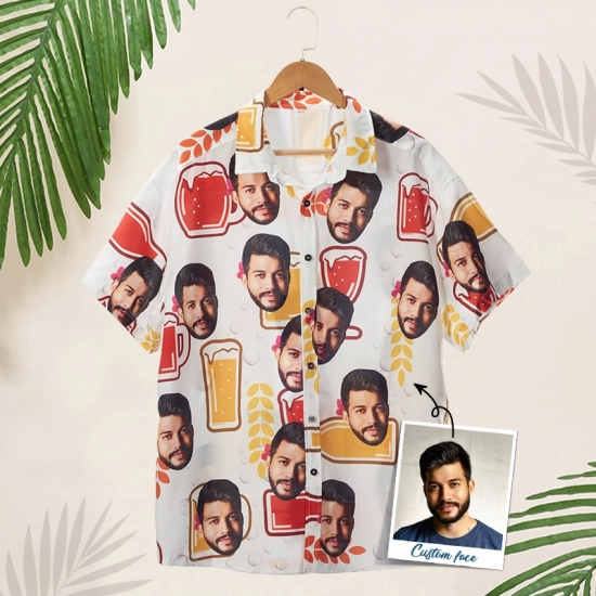 Design Your Own Shirt - Personalized Father's Day Shirts - Custom Face on Shirt - Pet Face Button Up Shirt for Men