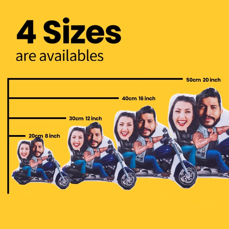Personalized Biker Pillow - Custom Motorcycle Couple Plush - Unique Rider Gift - Couple Face Pillow for Special Occasions (5)