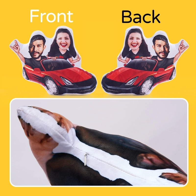 Personalized Car Pillow - Custom Face Ride Pillow - Couple Adventure Plush - Unique Driving Gift for Special Occasions (3)