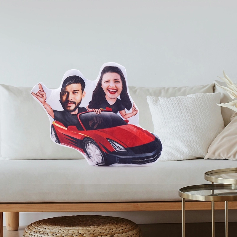 Personalized Car Pillow - Custom Face Ride Pillow - Couple Adventure Plush - Unique Driving Gift for Special Occasions (4)