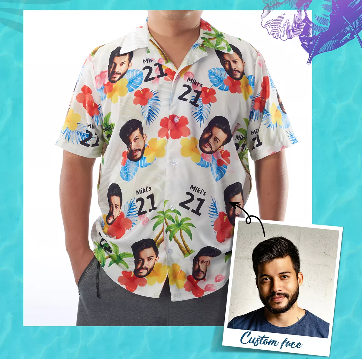 custom hawaiian shirt with multiple faces