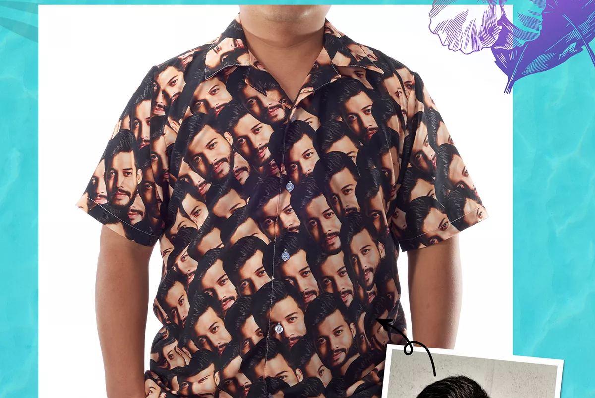 hawaiian shirt with dog face