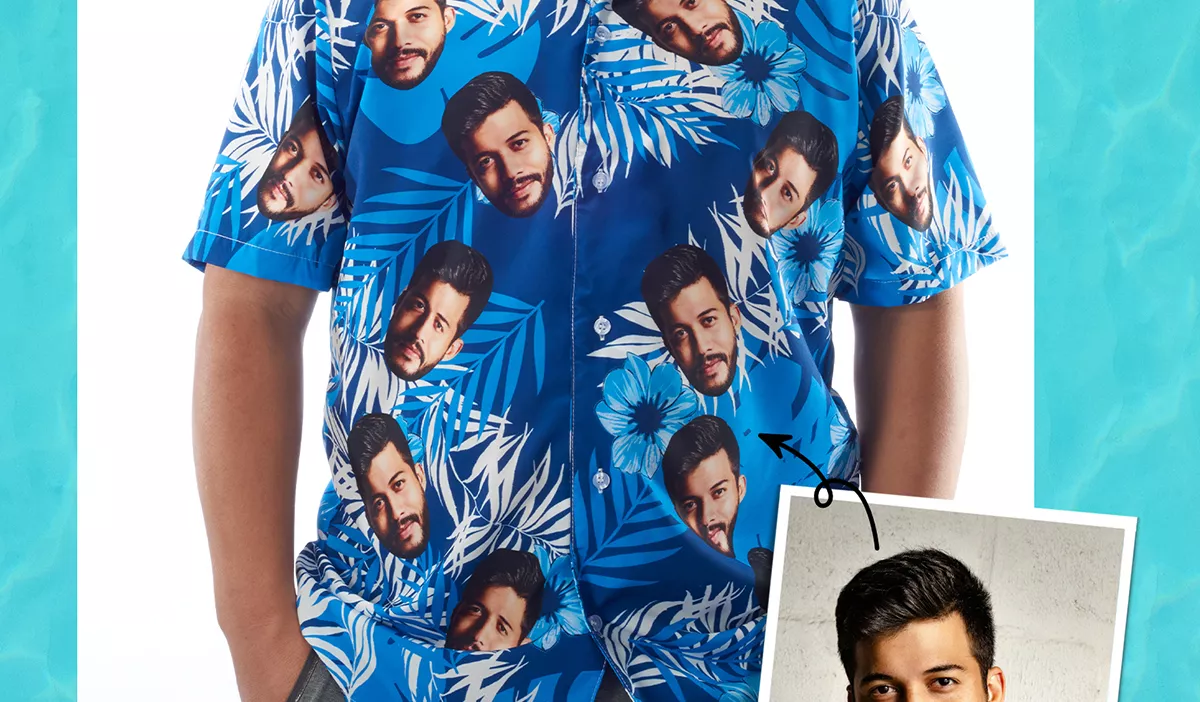 man with hawaiian shirt photo from back