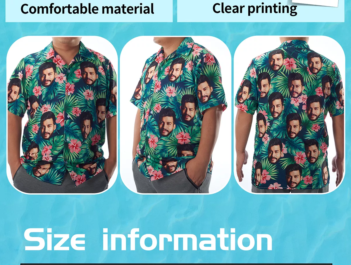Custom Face Leaves & Flowers Hawaiian Shirt