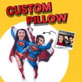 Superhero Couple Pillow - Custom Duo Face Pillow - Personalized Hero Plush - Unique Couple Face Cushion Gift
