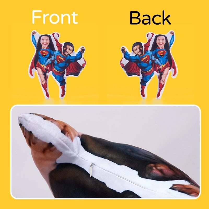 Superhero Couple Pillow - Custom Duo Face Pillow - Personalized Hero Plush - Unique Couple Face Cushion Gift (3)